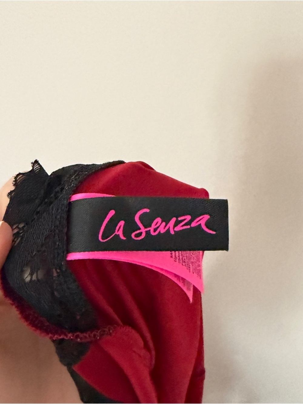 Y2K La Senza low back red mini slip dress with lace trim - Picture 7 of 8